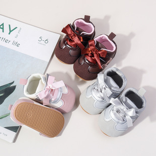 Men's and Women's Baby Spring & Fall Sports Shoes Bow Rubber Sole Non-Slip Toddler Shoes Fashionable Baby Shoes 0-1 Years Old Casual Shoes