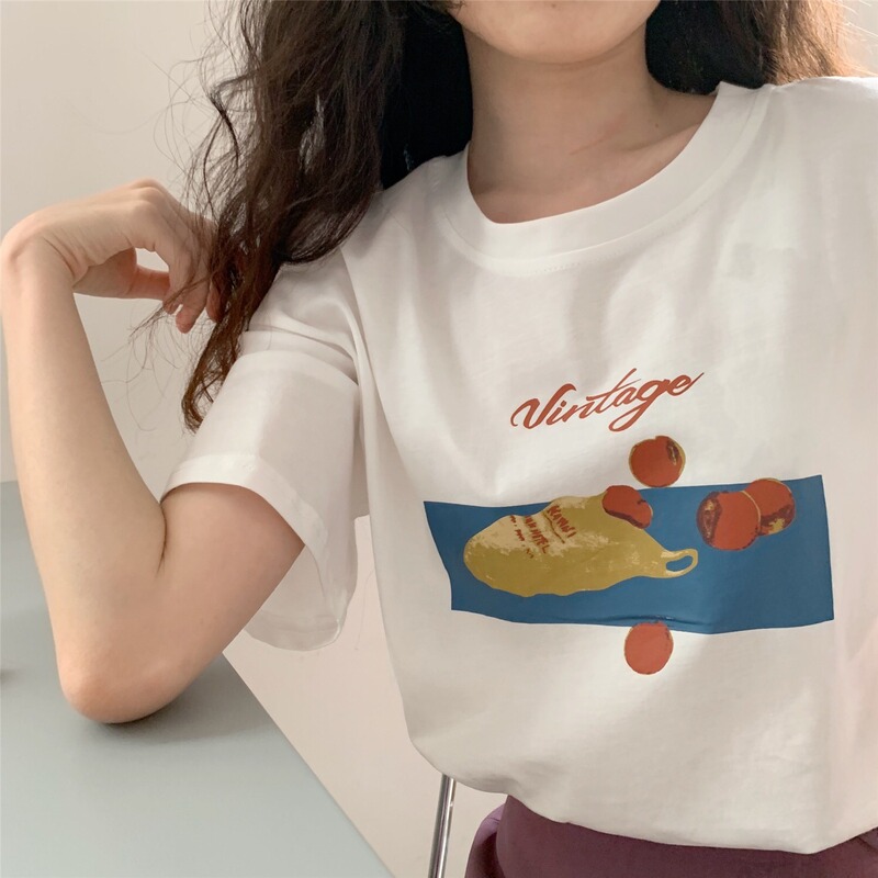 Summer Heavy Cotton Short-sleeved T-shirt Women's Korean Style Women's Inner Shoulder Top Base Shirt Clothing White T Foreign Trade