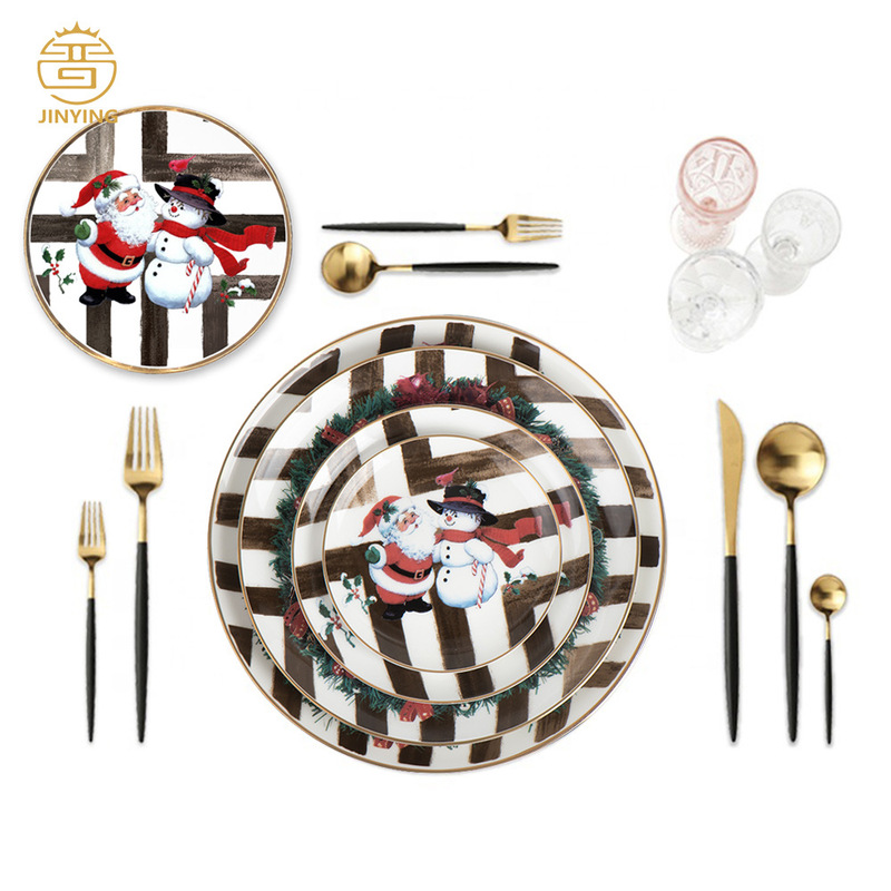 New design plate Christmas ceramic tableware kitchen western tableware suit porcelain dinner dessert plate