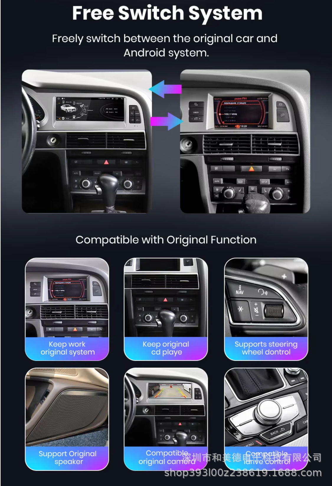 Cross-Border Applicable for 05-12 Models 8.8inch Audi A6 C6 Car Navigation System with Wifi Bluetooth Wireless Carplay