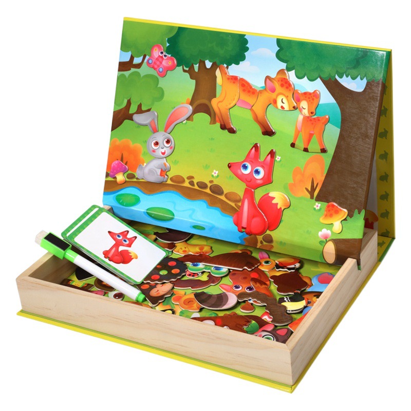 3-6 años de edad niños y niñas cambiarse de ropa bebé educación temprana multifuncional rompecabezas de personajes infantiles pegatinas magnéticas juguetes cerebrales