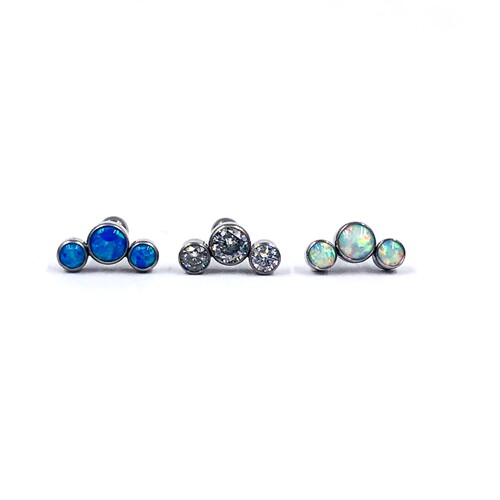 F136 Titanium Alloy Opal Flower Cat Claw Welded Small Ball Lip Nail Ear Bone Nail Cochlear Nail Cross-border Factory Direct Sales