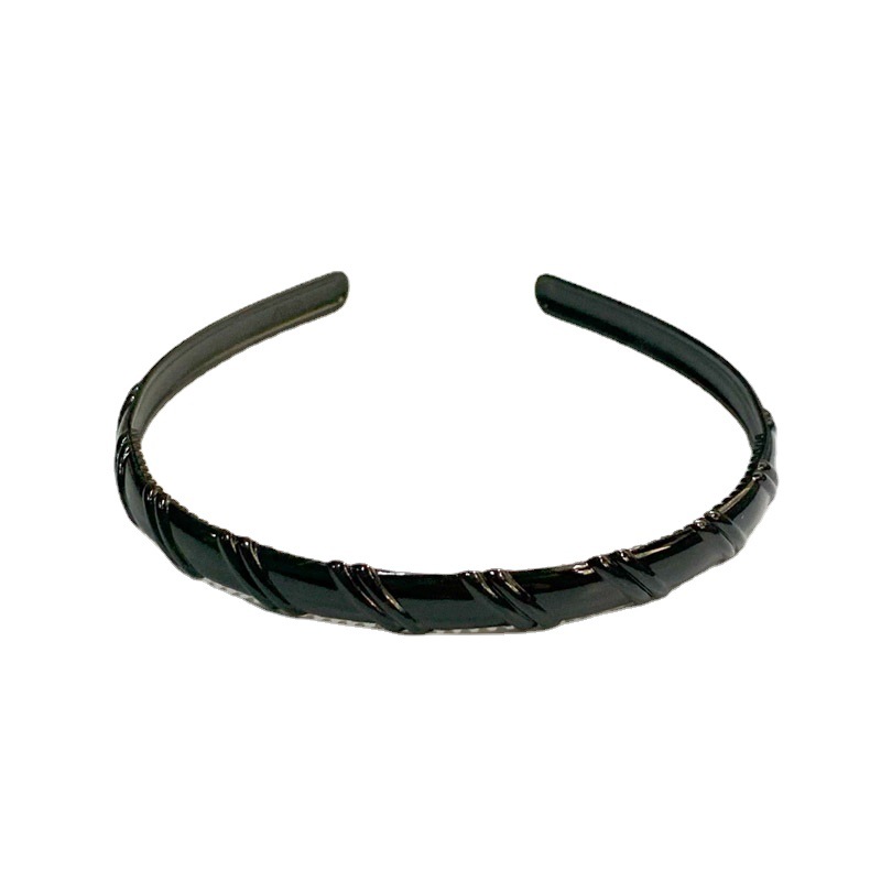 Alrededor de 1,2 cm de ancho diadema brillante Negro simple todo partido diadema dentada antideslizante lavado de cara horquilla sólida diadema accesorios para el cabello