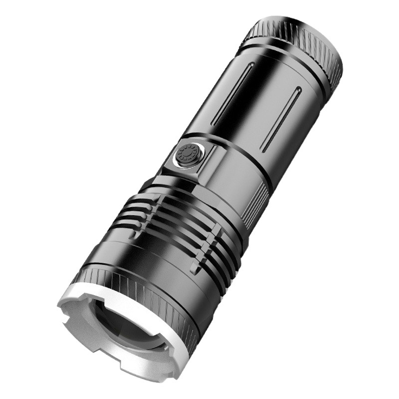 Nueva linterna láser al aire libre camping luz fuerte iluminación linterna tipo-C carga rápida tiro largo telescópica zoom linterna