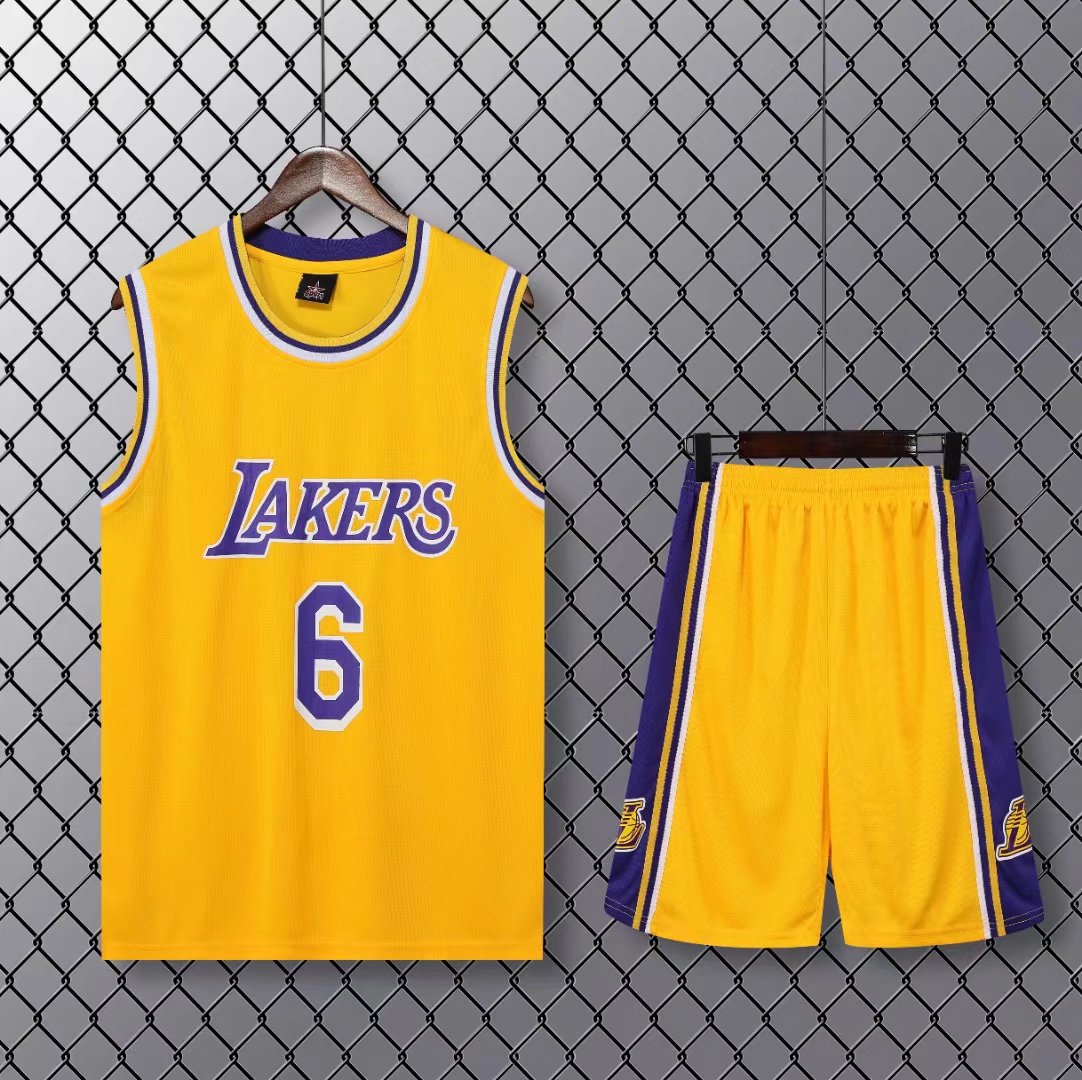 Crewneck Lakers No.6 James Basketball Suit suit Men's Game Training Team Jersey L-5XL