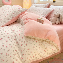 A纯棉B牛奶绒全棉加绒被套单件加厚被罩珊瑚法莱绒被子套被芯套冬