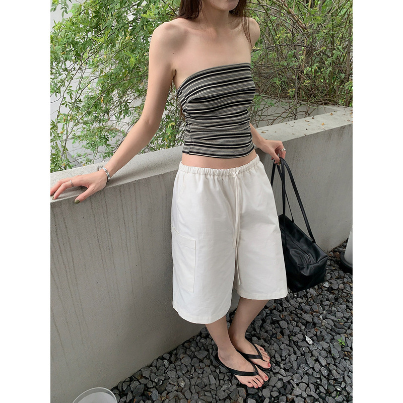 Yienou Inbyin Stylish Off-Shoulder Striped Tube Top for Summer, Slim-Fit Sleeveless Short Hot Girl Top for Women Yienou Inbyin Stylish Off-Shoulder Striped Tube Top for Summer, Slim-Fit Sleeveless Short Hot Girl Top for Women