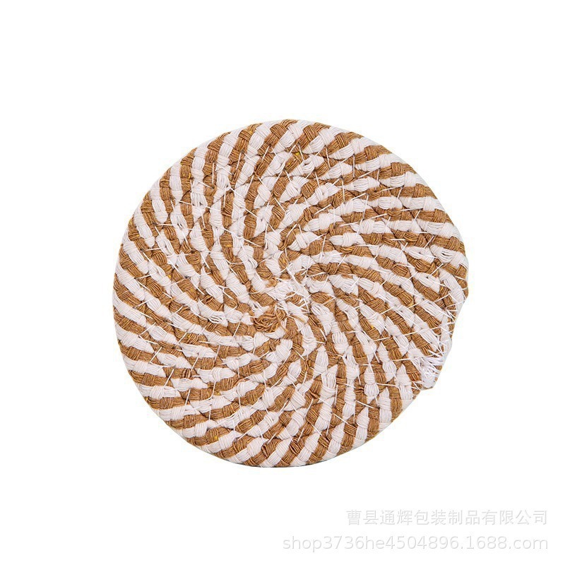 Tazas de algodón trenzadas de alambre nórdico almohadilla de mortero de cocina de mesa de comedor espesa almohadilla aislante de calor almohadilla de algodón trenzada redonda