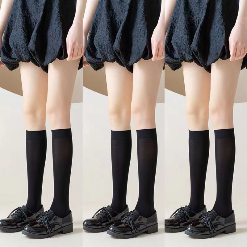 Tres pares envío gratis calcetines de pantorrilla de verano fino negro JK medias de presión flaco sobre la rodilla Calcetines de media pantorrilla