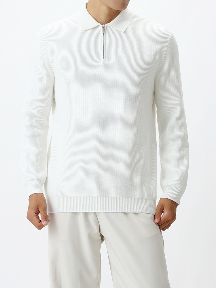 Lujo ligero hombre con cremallera de manga larga de punto hombre polo camiseta de fondo Casual versátil otoño invierno nuevo suéter