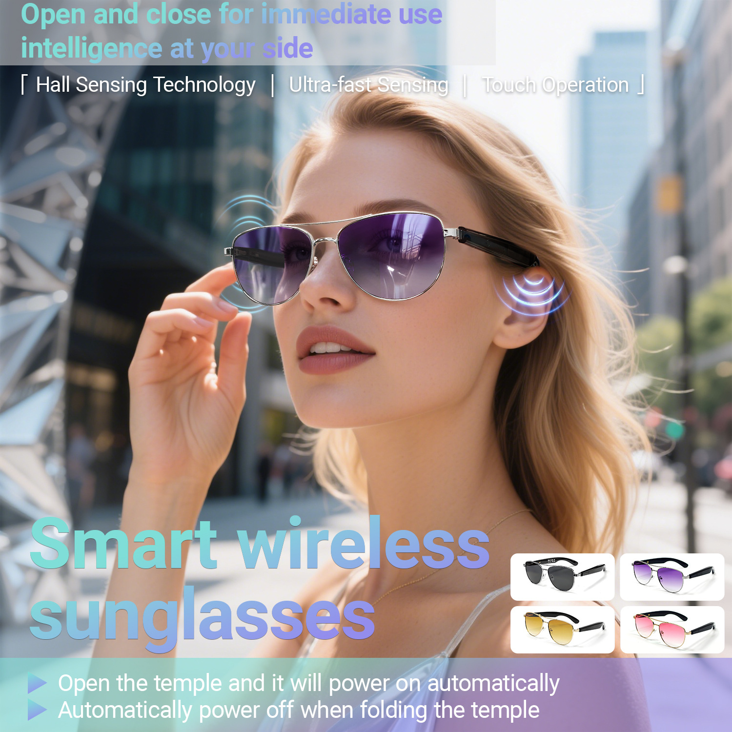 GT31 AI Smart Bluetooth Glasses with Voice Assistant Sunglasses for Music Playback And Calls New_voghion.com