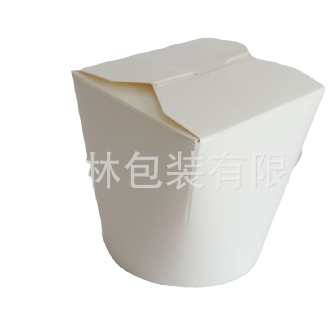 Tarjeta blanca de papel fondo redondo tazón de fideos caja de embalaje desechable para llevar barril de fideos puede personalizar cartón LOGO