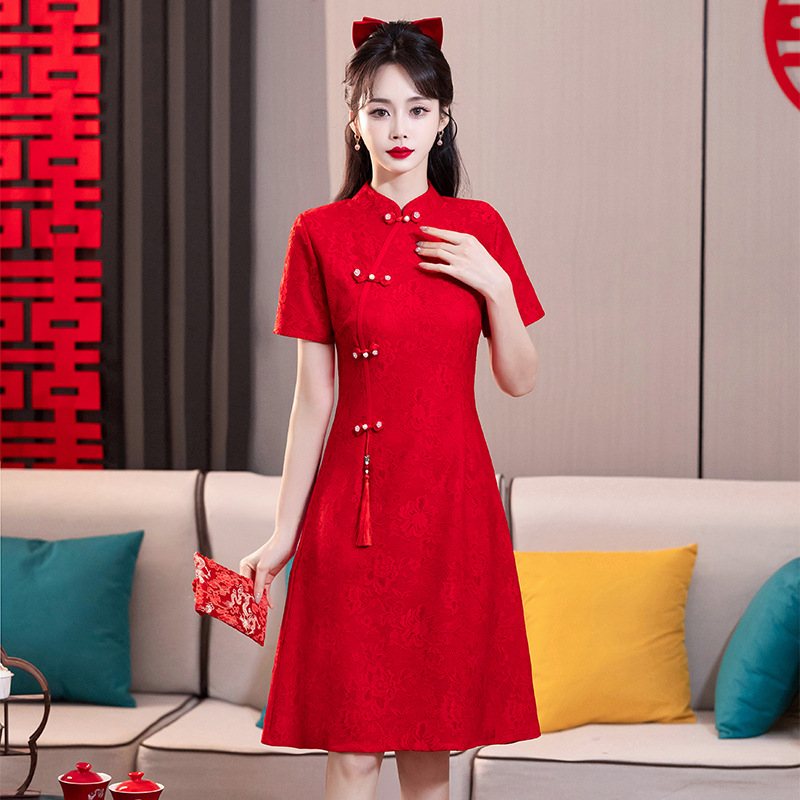 Summer elegant retro fitted lightweight cheongsam
