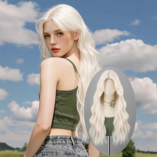 European and American Same Style Cross-Border Long Straight Hair Wig Artificial Wig Headgear Long Curly Hair Daily Wear Light Hair Series