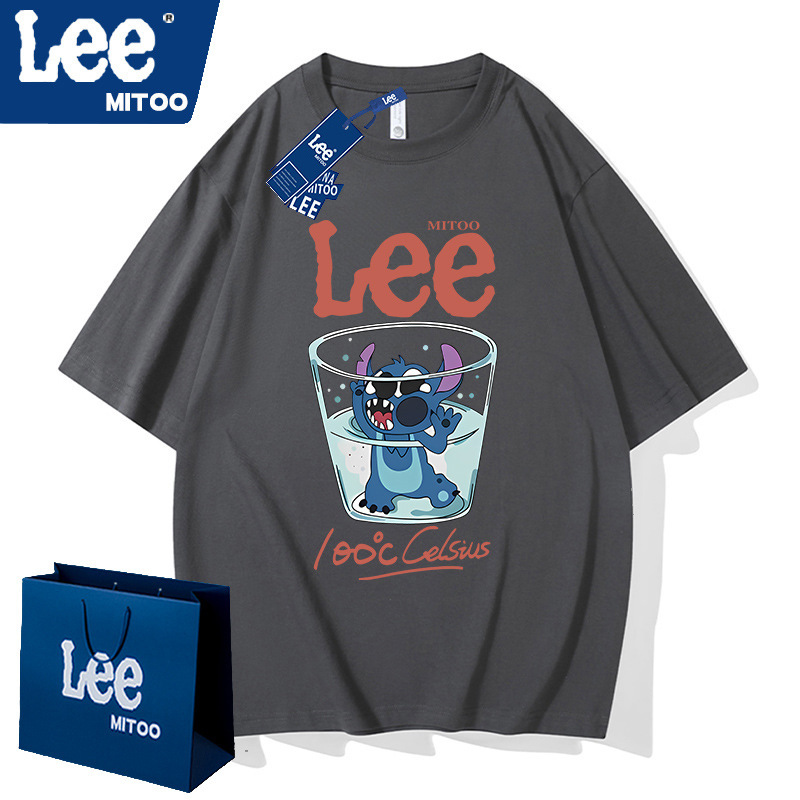 lee&mitoo2025 夏アメリカのトレンディなブランドライト高級ユニセックス純綿 Tシャツ高品質多用途半袖メンズ|undefined