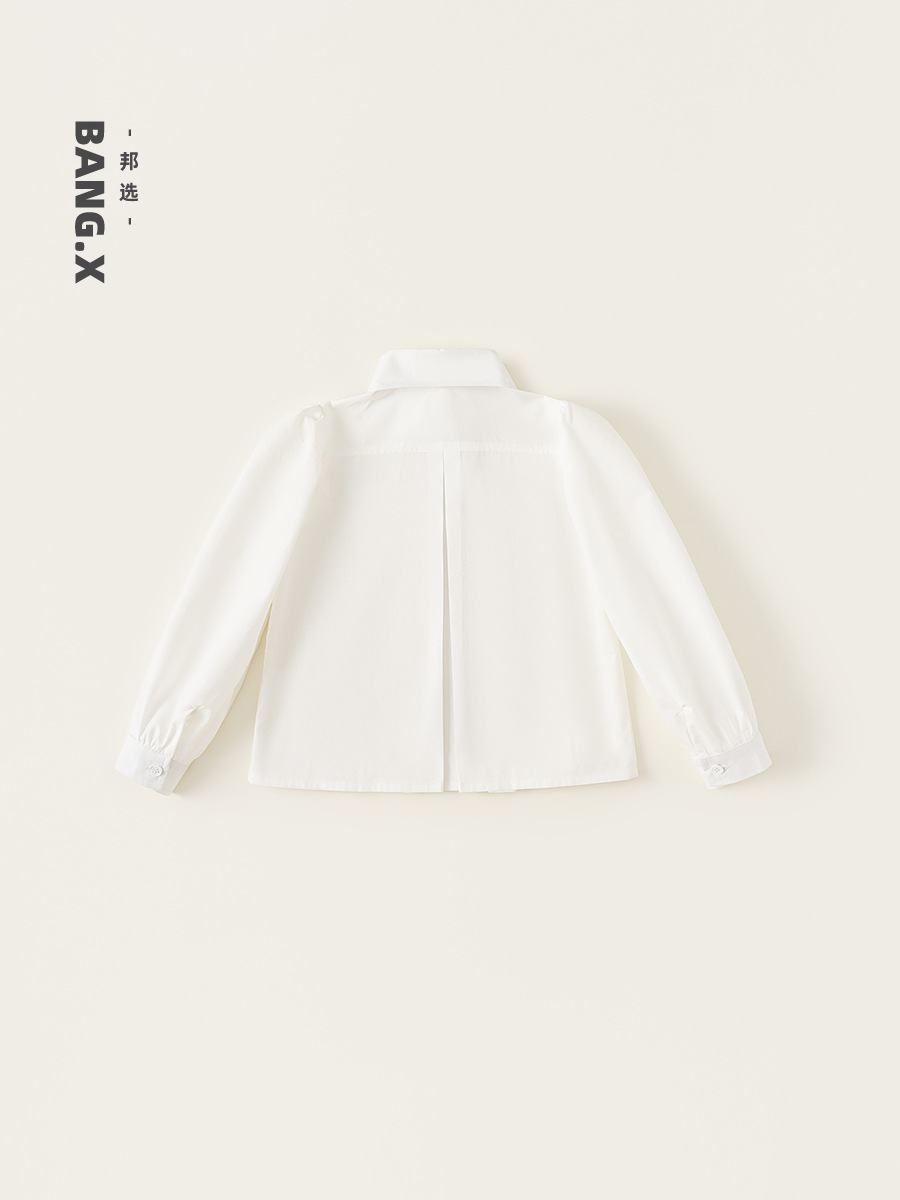 Youbao ropa para niños niñas solapa top primavera y otoño 2025 nuevo estilo simple color sólido otoño niña camisa blanca