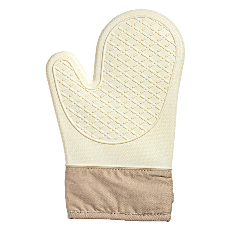 Guantes de horno de cinco dedos cocina aislamiento térmico guantes antiquemaduras para hornear guantes de horno de microondas resistentes a altas temperaturas de silicona engrosada antideslizante