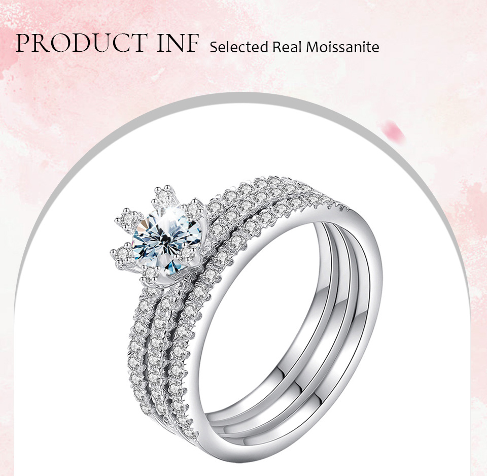 Romantic Shiny Flower Sterling Silver Gra Plating Inlay Moissanite Rings display picture 1