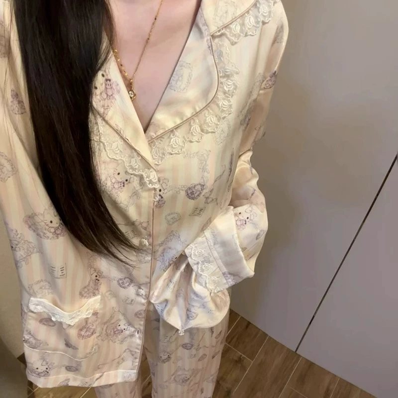 Hello Kitty, cute summer thin silk lace pijama