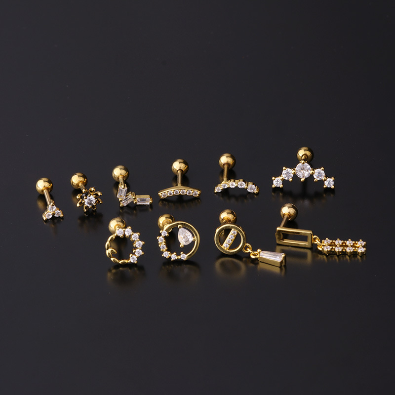 fashion piercing studs zircon copper earringspicture21
