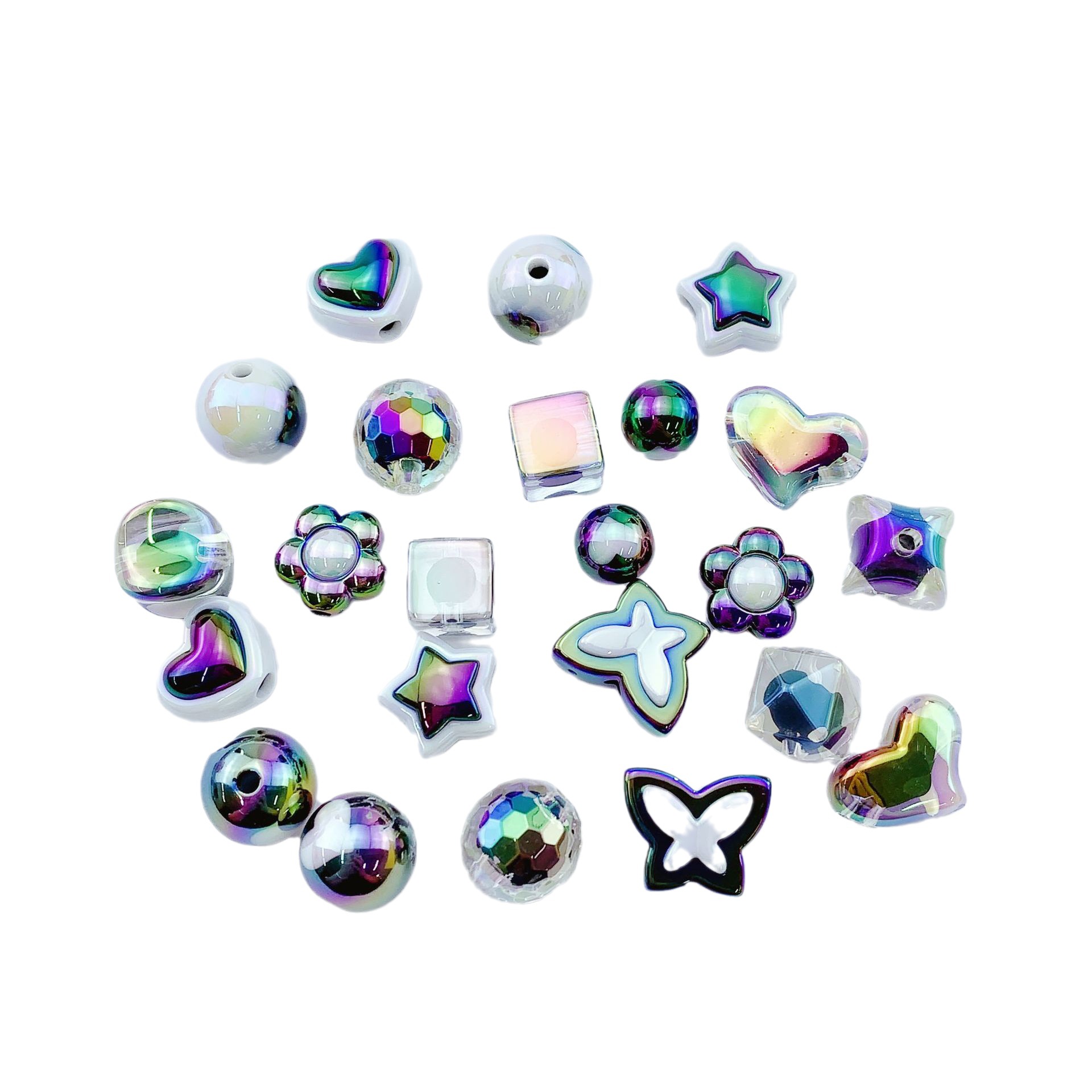 Cuentas de acrílico UV plateado serie oscura con agujero recto, para DIY pulseras, collares, cadenas de teléfono móvil y accesorios de joyería.