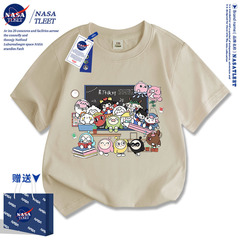 NASA collab 2024 summer new cartoon game print cotton t-shirt unisex kids Egg Adventure Party trend brand T