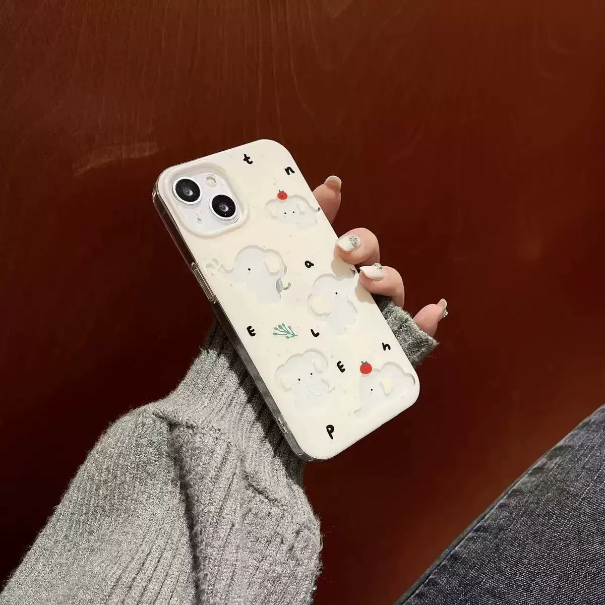 Чехол для телефона (Apple) совместим с iPhone 11–16, дизайн «пустой слонёнок»