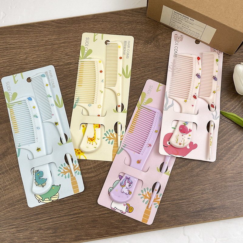 Peine largo portátil con forma de animal, antielectrostático, dientes finos, ideal para niñas o cabello largo
