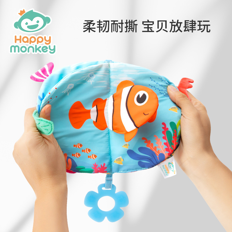 Happy monkey 3D libro de tela de cola tridimensional para la cognición de animales, juguetes para niños que no pueden desgarrarse y morderse