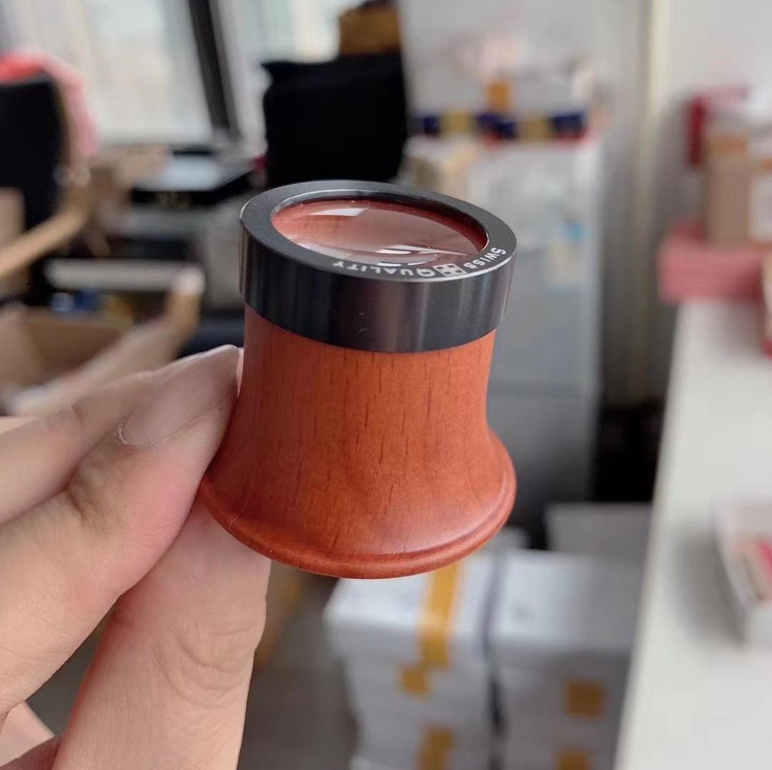 钟表工具 放大镜3倍5倍10倍15倍20倍木质修表放大镜玻璃镜片目镜