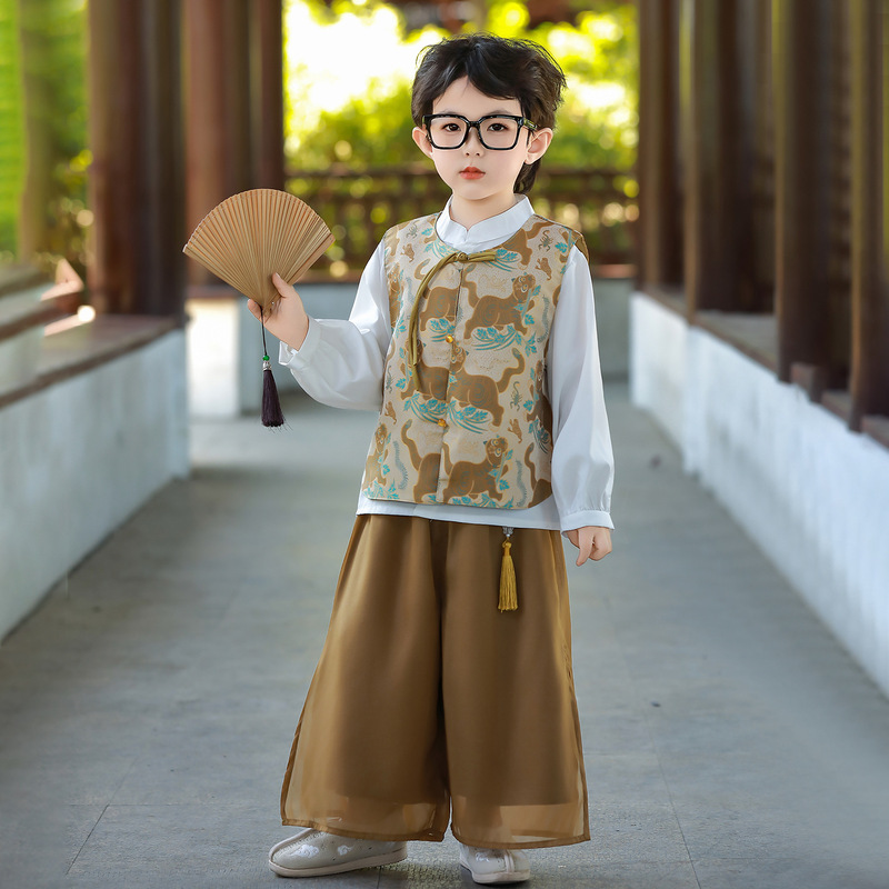 周岁礼服男宝男童汉服套装唐装新中式儿童秋装小少爷抓周衣服古风|undefined