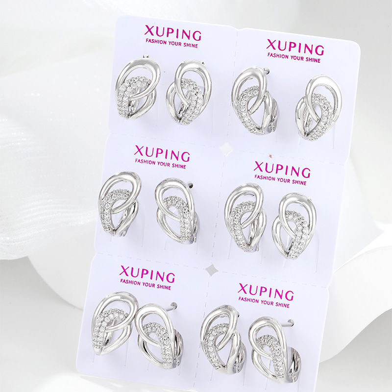 Aretes de Doble Anillo en Forma de Gota de Aleación de Cobre Galvanizado
