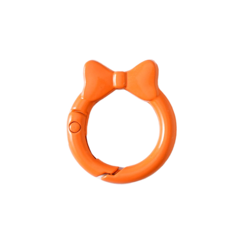 蝶結びカラースプリングバックル蝶ネクタイリング明るいスプリングリングキーホルダーDIY部品合金接続リング