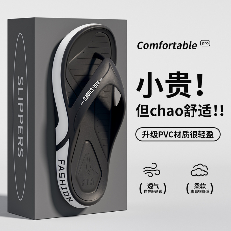 2025 Casual and Fashionable Wear-Resistant Flip-Flops for Men in Summer Soft-Soled Non-Slip Beach Flip-Flops with Poop Feeling