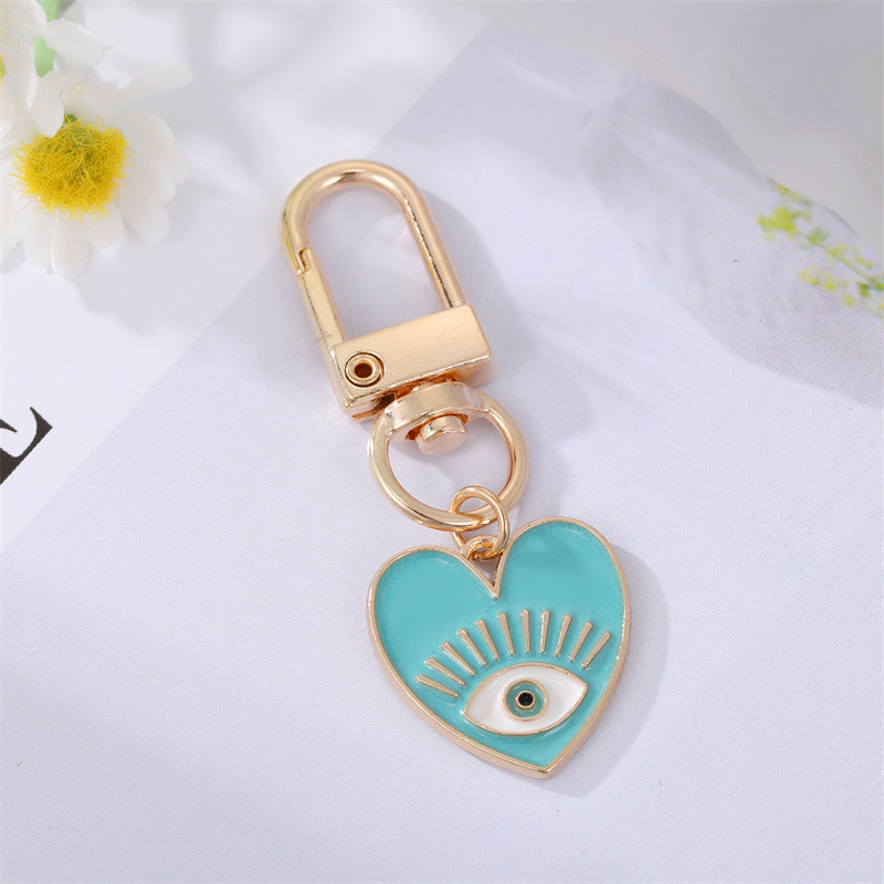 Cute Rainbow Heart Shape Eye Alloy Enamel Inlay Rhinestones Women's Keychain 1 Piece display picture 8