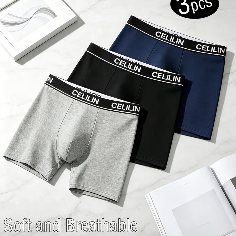 3-pack Amazon new men's underwear, cross-border foreign trade, European and American sizes, mesh crotch, long style, boxer briefs 3-pack Amazon new men's underwear, cross-border foreign trade, European and American sizes, mesh crotch, long style, boxer briefs