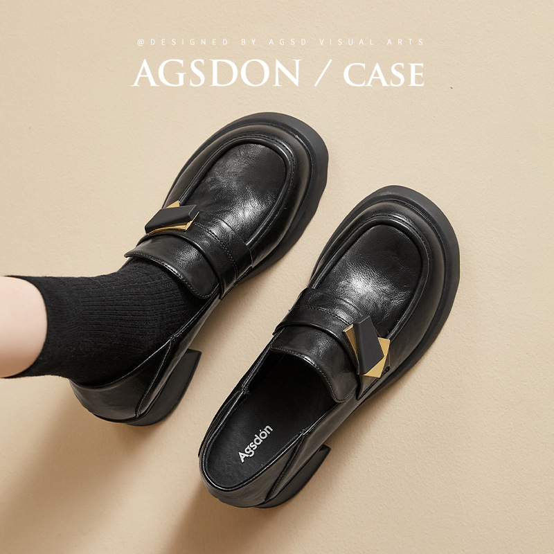 Augusto Lion Denlefour zapatos para mujeres 2025 nuevo otoño invierno estilo británico de viaje zapatos de cuero de tacones gruesos con falda zapatos individuales