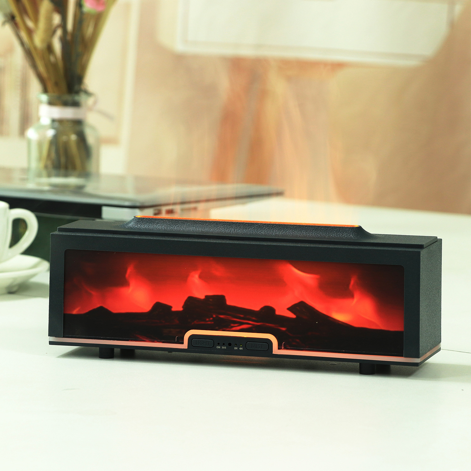 Nuevo acrílico transfronterizo 200ml humidificador de chimenea 3D llama de atmósfera lámpara de escritorio de luz colorida máquina de fragancia