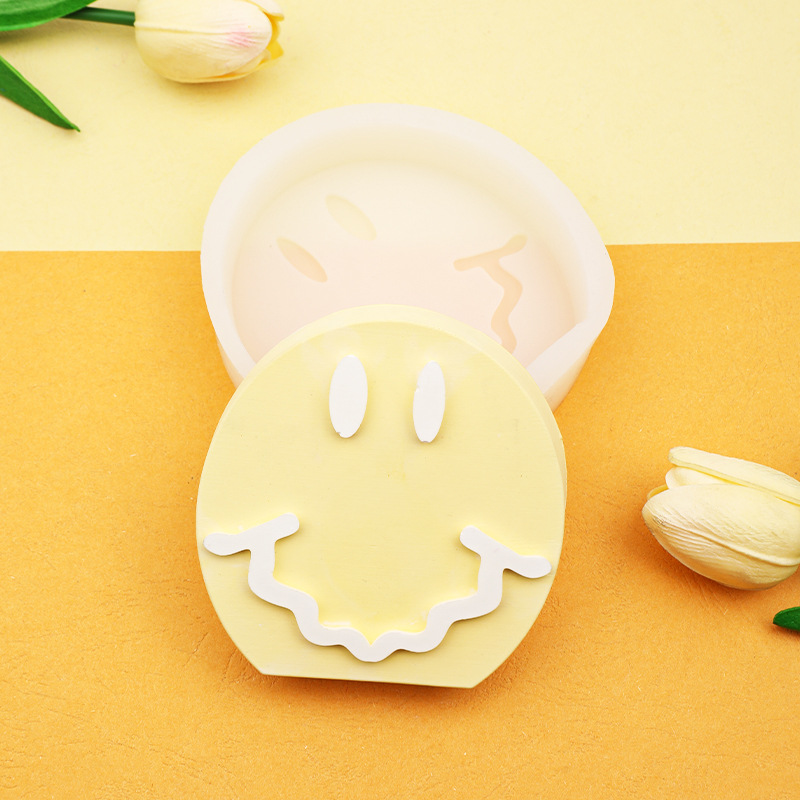 Smiley jabón redondo aromaterapia vela molde de yeso DIY hecho a mano fondant pastel chocolate mousse Silicona