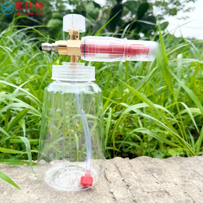 High-Pressure Washer Car Wash Large Foam Pot Upgraded Version Transparent Red 1/4 Quick-Connect Foam Gun Pa Spray Bottle