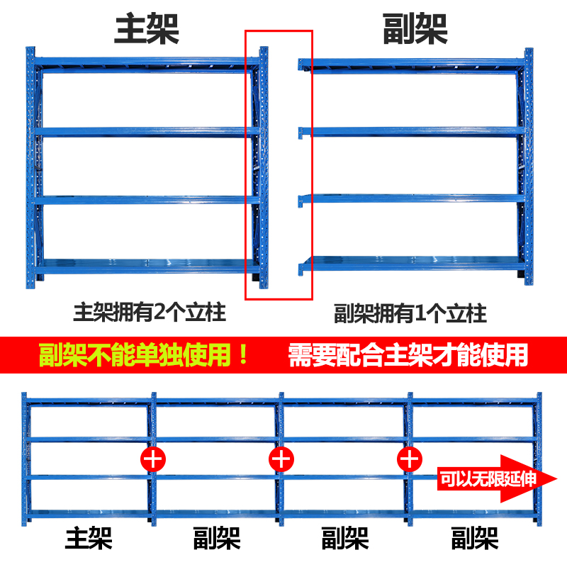 813B1.8米高货架多层置物架中型仓库仓储货架超市家用储物架1.8米