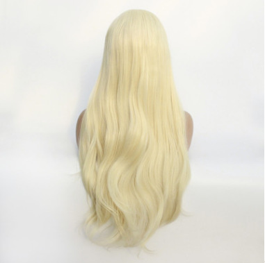 Comercio exterior exportación de moda oro ligero longitud de microondas rizado frente peluca de encaje fibra química cubierta de cabeza LW0206