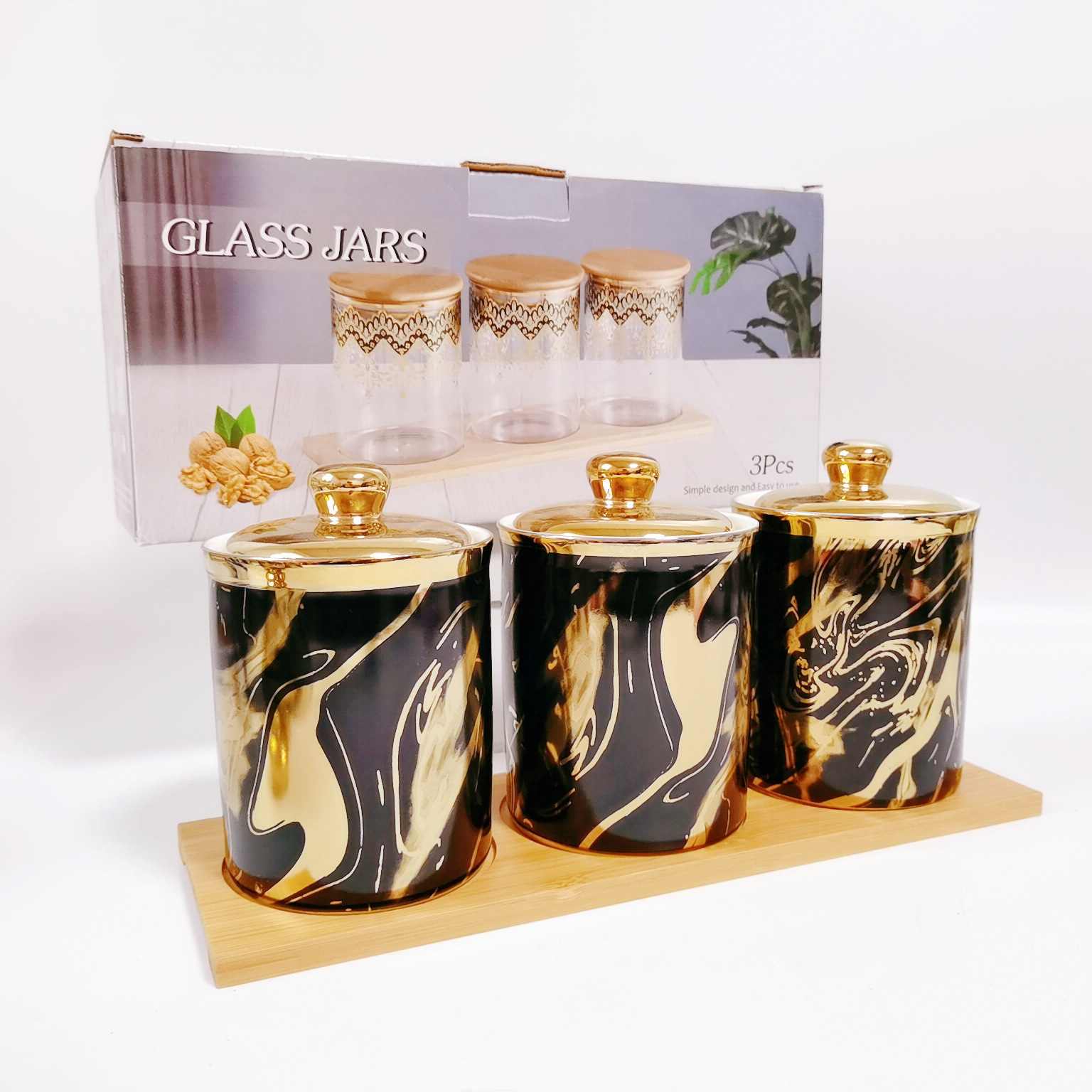 Exportación transfronteriza sellado Jar galvanoplastia de almacenamiento de cerámica tarro con almacenamiento de estante de hierro Jar café té Jar