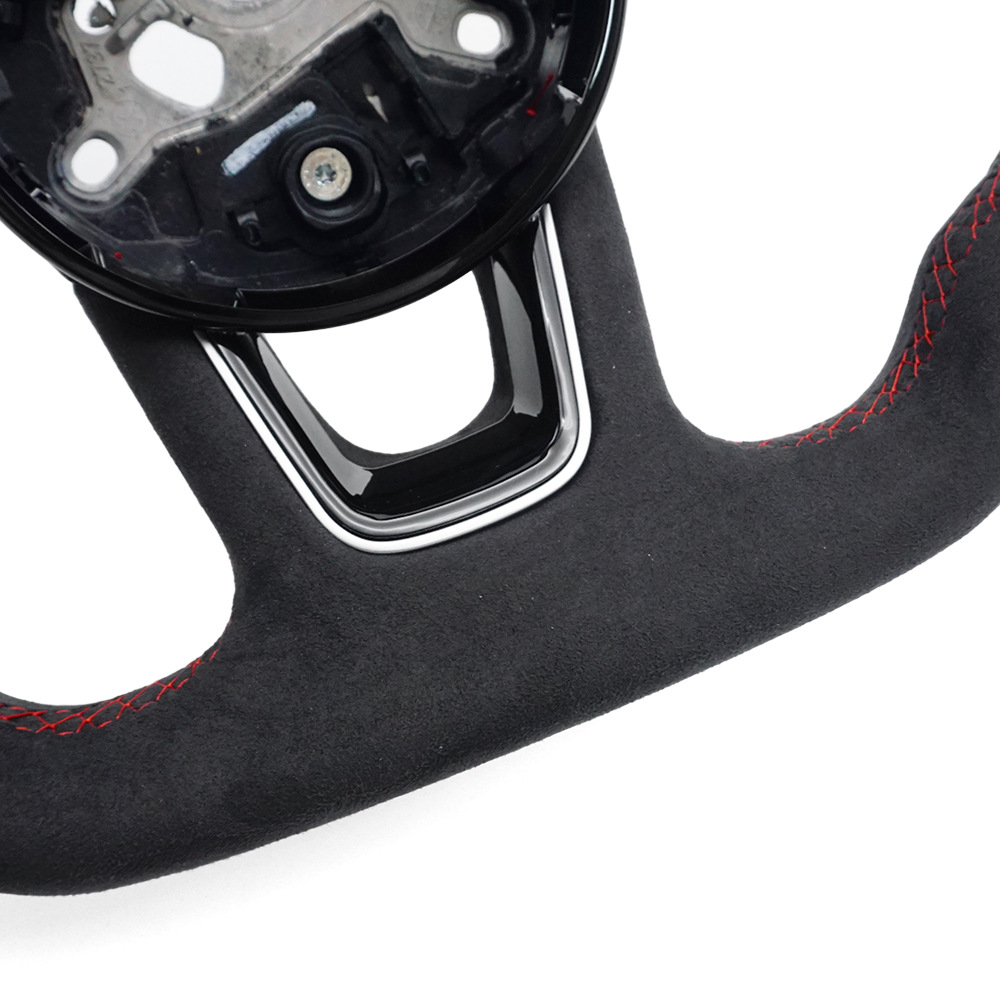 Suitable for Audi A4B9 S model, suede perforated with red stitching, red center mark steering wheel, sports style with framed base