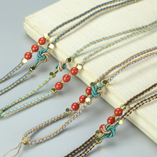 国风双色藏式高端珠宝挂件绳diy手工编制文玩翡翠吊坠挂绳可调节