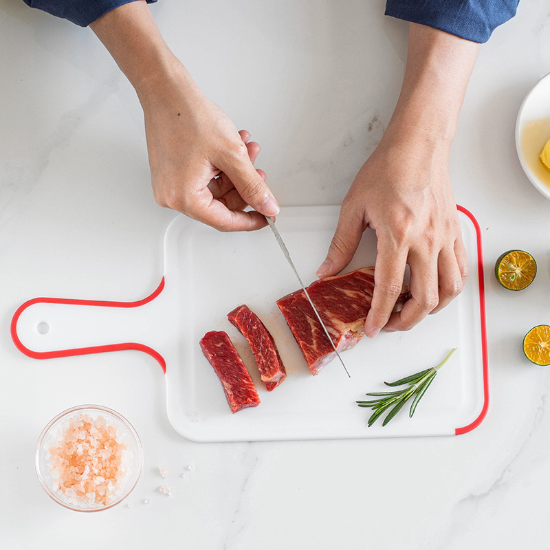 Amazon cocina doméstica tabla de corte de mano tabla de corte tabla de escritorio tabla de corte de verduras tabla de plástico grueso anti-mould portátil