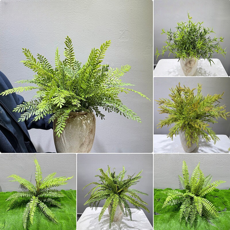 Sun-Resistant Artificial Plants: Ferns, Persian Ferns, Rosemary, Asparagus, Ground Greenery for Landscaping, Sun-Resistant Artificial Flowers