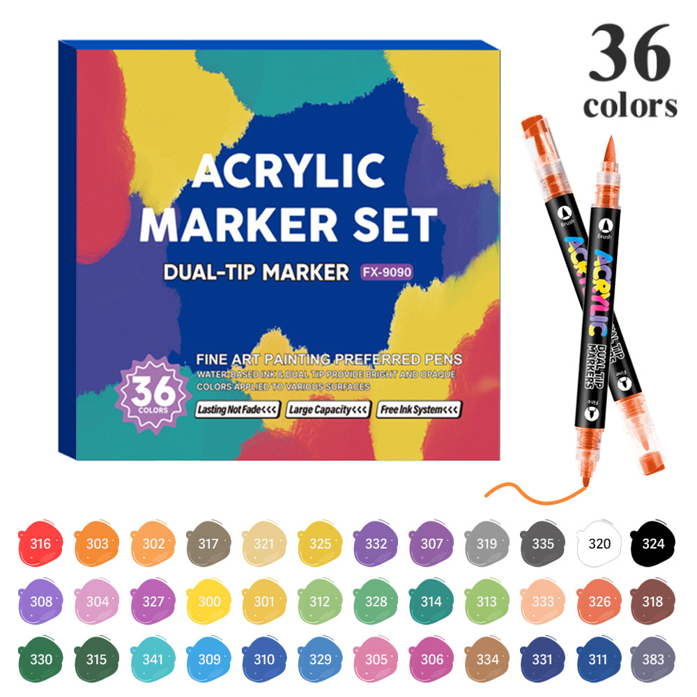 Transfronterizos de venta caliente blando y duro doble cabeza líquido directo acrílico marcador de pluma de color grande conjunto de estudiantes de pintura de arte marcador