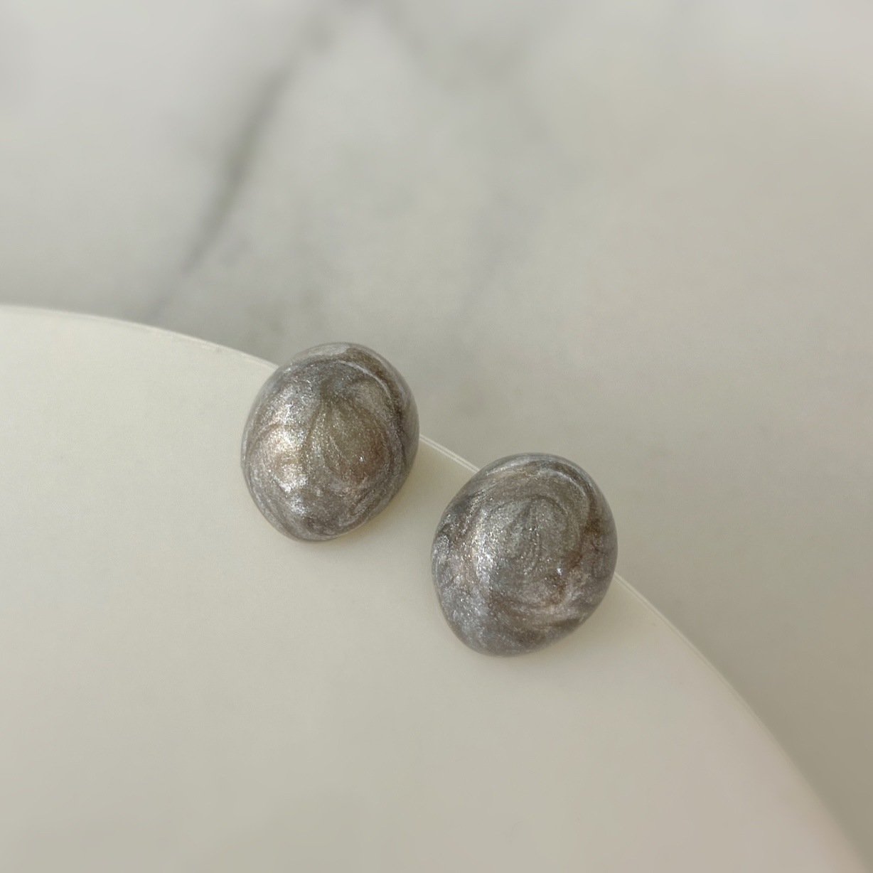 Geometric, Color Block Pattern 1 Pair Basic Geometric Color Block Enamel Copper Ear Studs