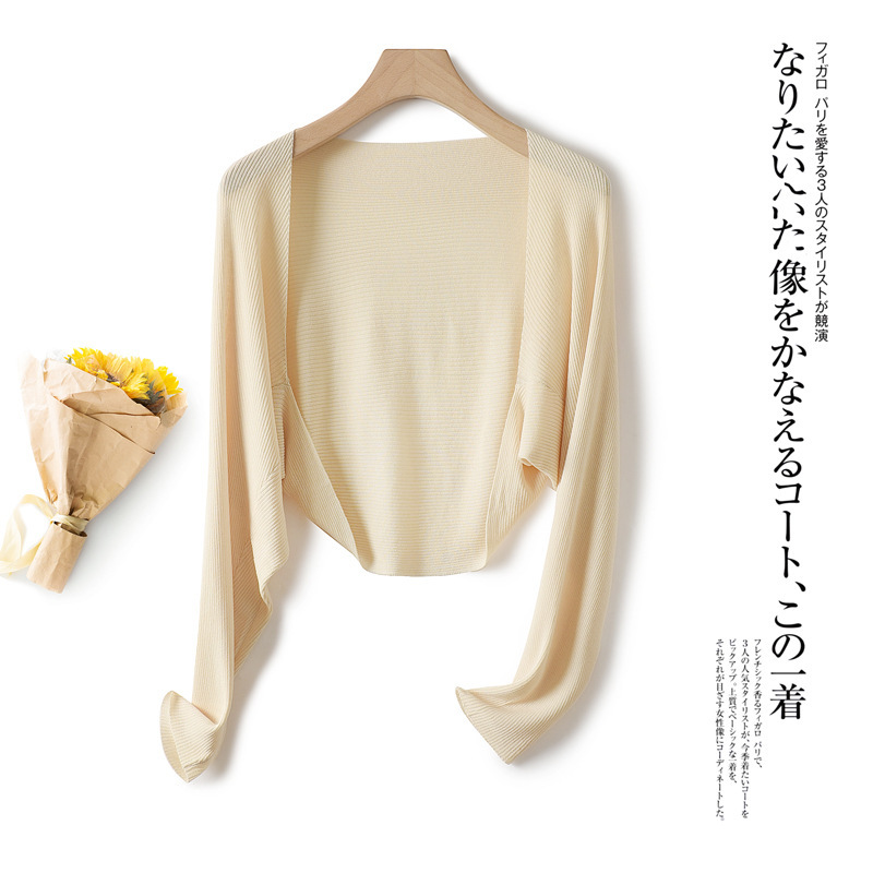 Cross-Border Sun Protection Shirt for Women, Linen Ice Silk Long-Sleeved Shawl, Summer Air-Conditioning Jacket, Solid Color Short Cape Cardigan Cross-Border Sun Protection Shirt for Women, Linen Ice Silk Long-Sleeved Shawl, Summer Air-Conditioning Jacket, Solid Color Short Cape Cardigan